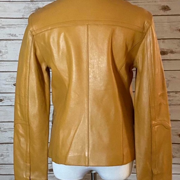 100% leather motorcycle jacket in burnt orange - Picture 2 of 3